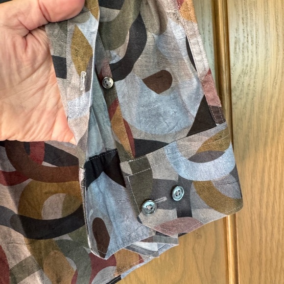 Bugatchi Comfort Stretch Shirt Shaped Fit Abstract Pattern Button Front LG - Picture 6 of 10